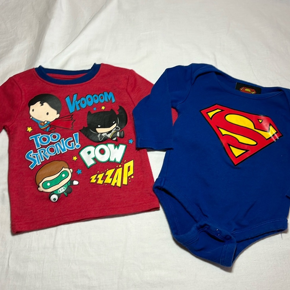 3-6M Superman onesie and t-shirt